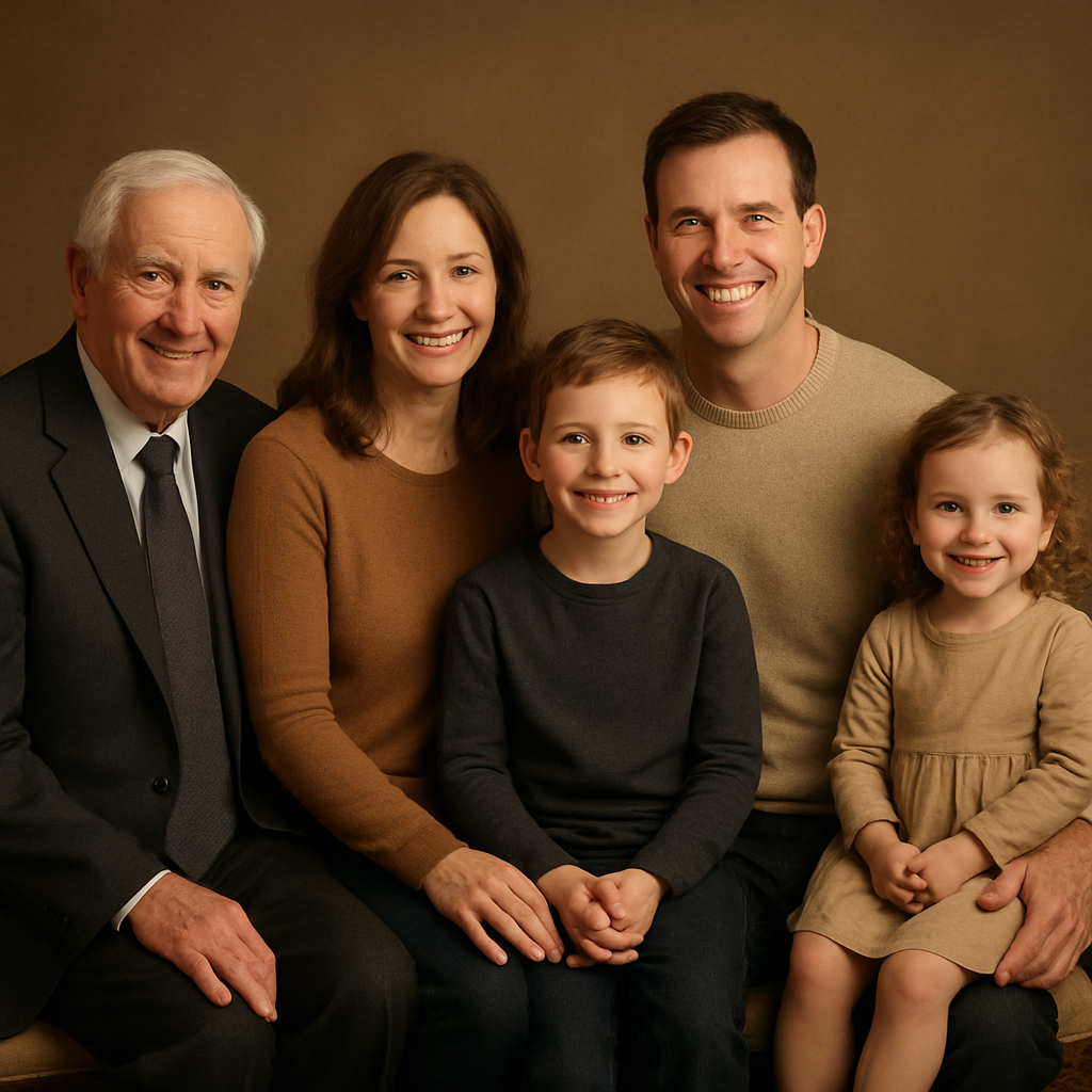 One combined family portrait