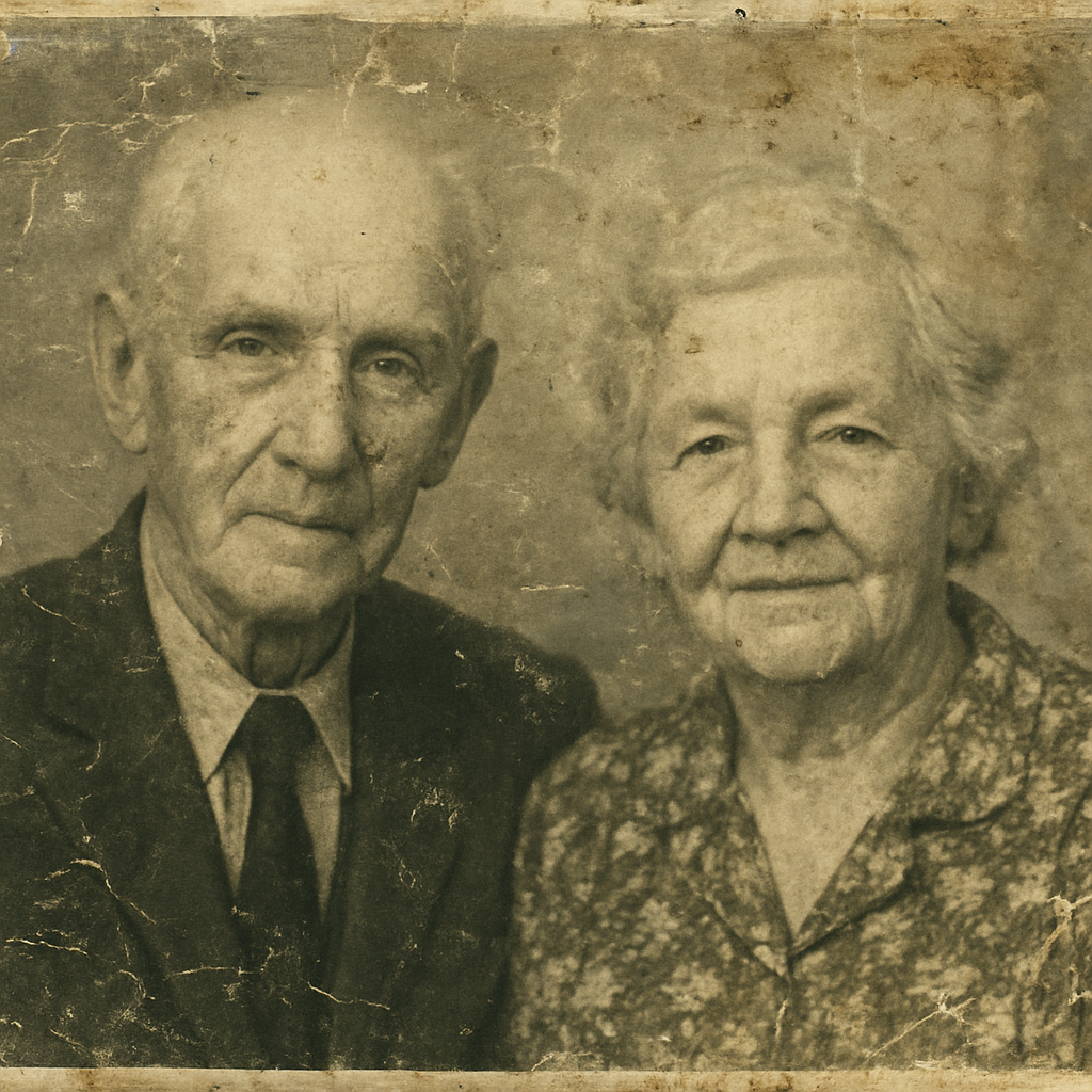 Old photo before AI photo restoration and repair